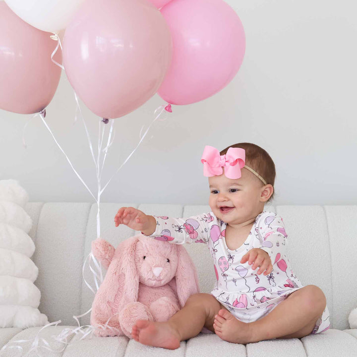 pink party time long sleeve skirt bodysuit for girls 