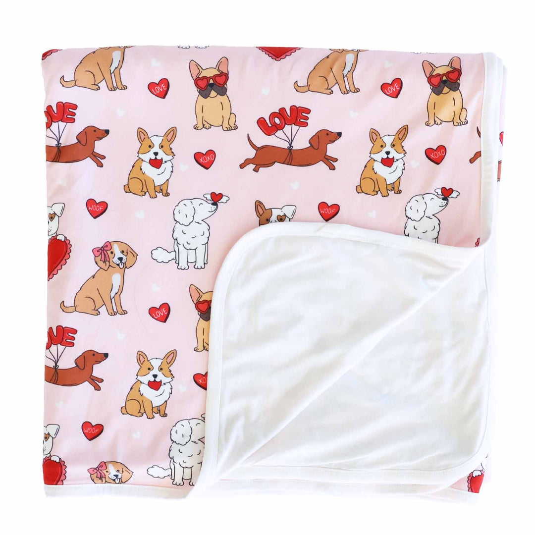 Pups & Kisses Double Sided Bamboo Blanket