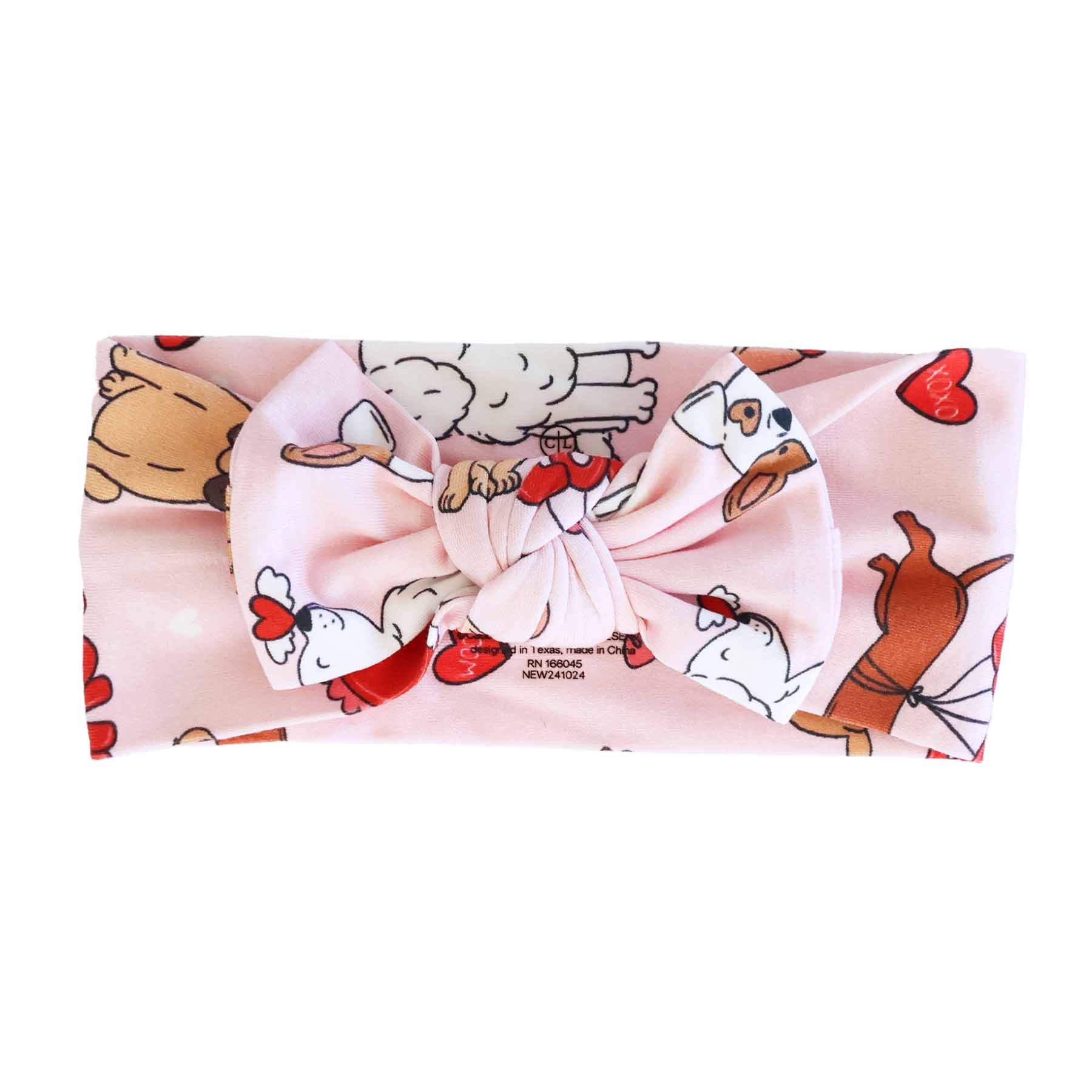 Pups & Kisses Knit Large Bow Headwrap | Pink