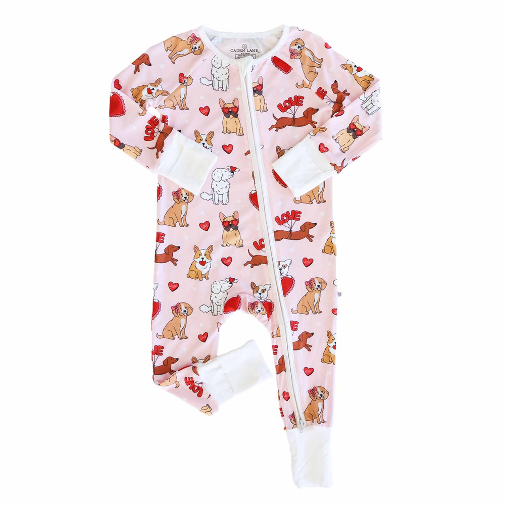 baby and toddler girls pink dog valentine's day pajama romper