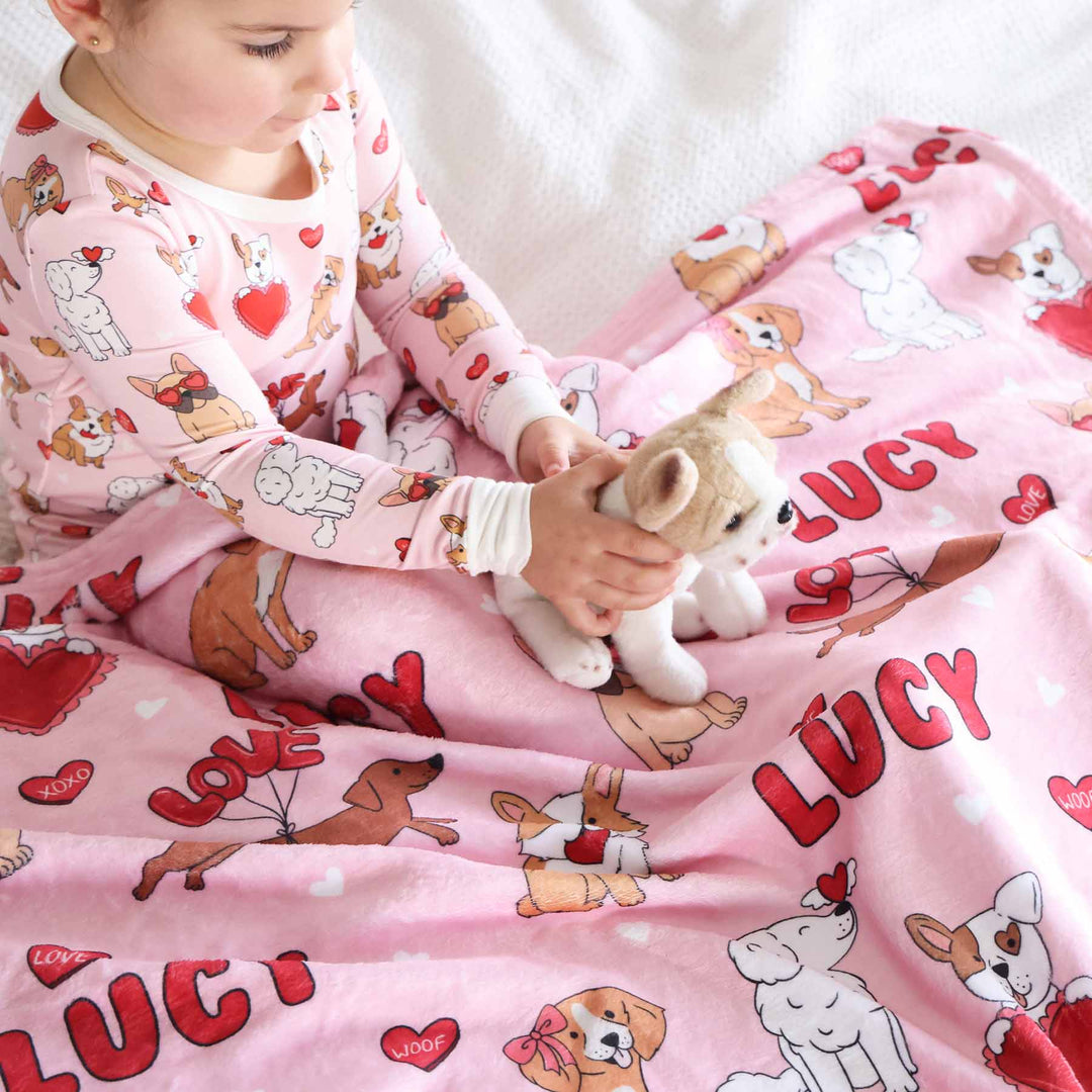 Pups & Kisses Personalized Kids Blanket