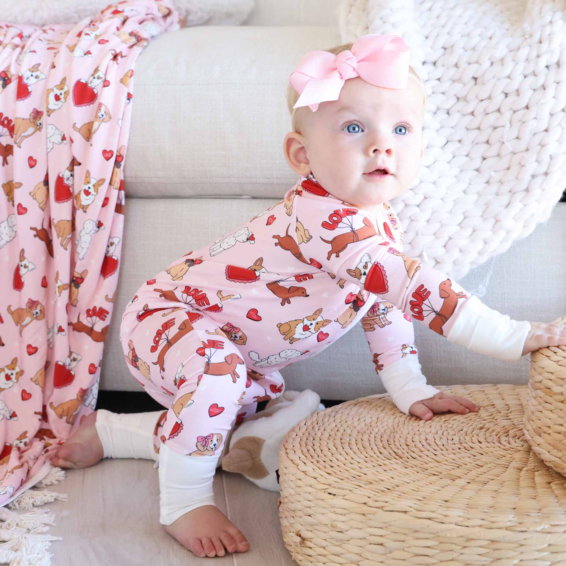 Pups & Kisses Convertible Zip Romper | Pink