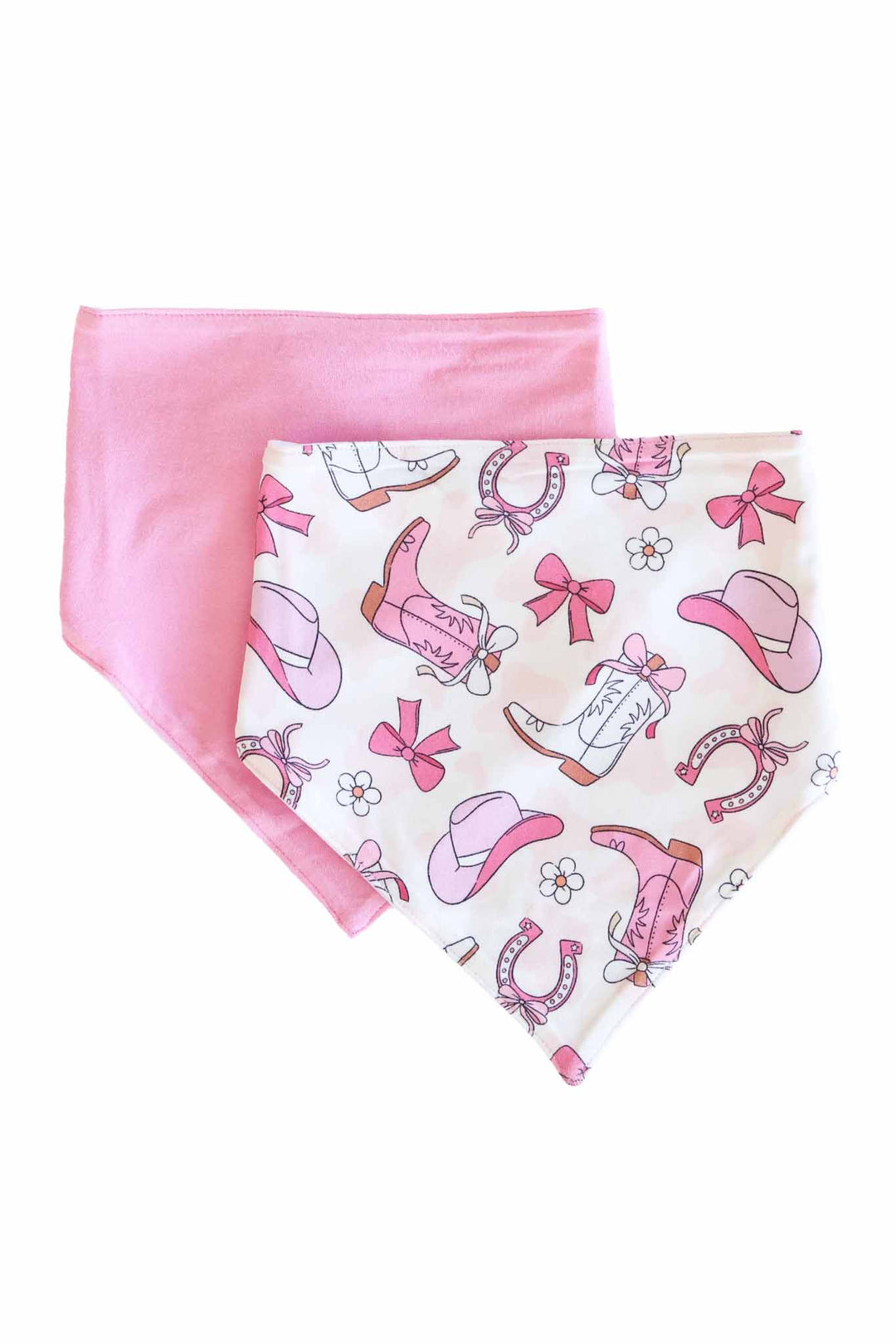 pink rodeo dreams two piece bandana bib set 