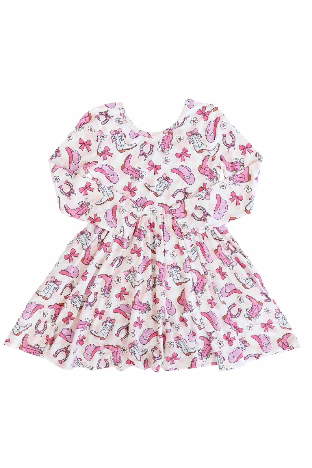 bamboo viscose casual dress for girl in pink rodeo dreams print 