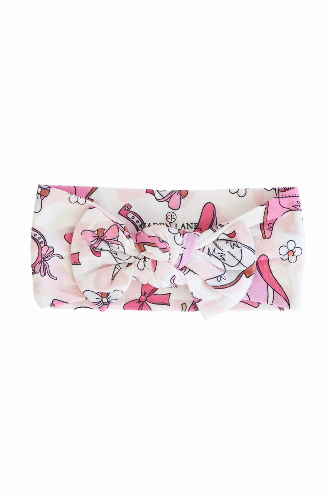 pink rodeo dreams knit large bow headwrap for girls 