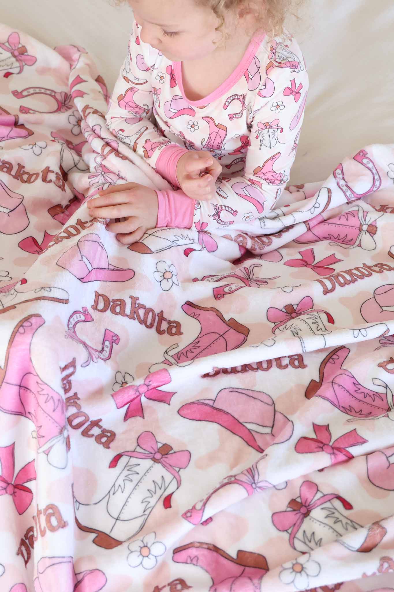 Rodeo Dreams Personalized Kids Blanket | Pink
