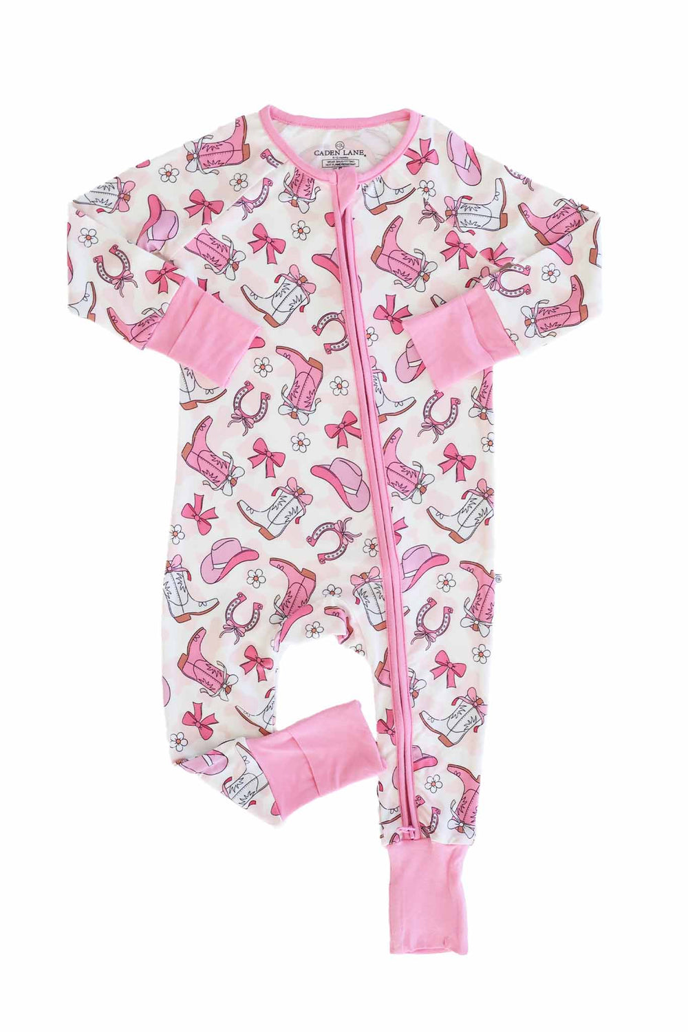 pink rodeo dreams bamboo viscose convertible zip romper 