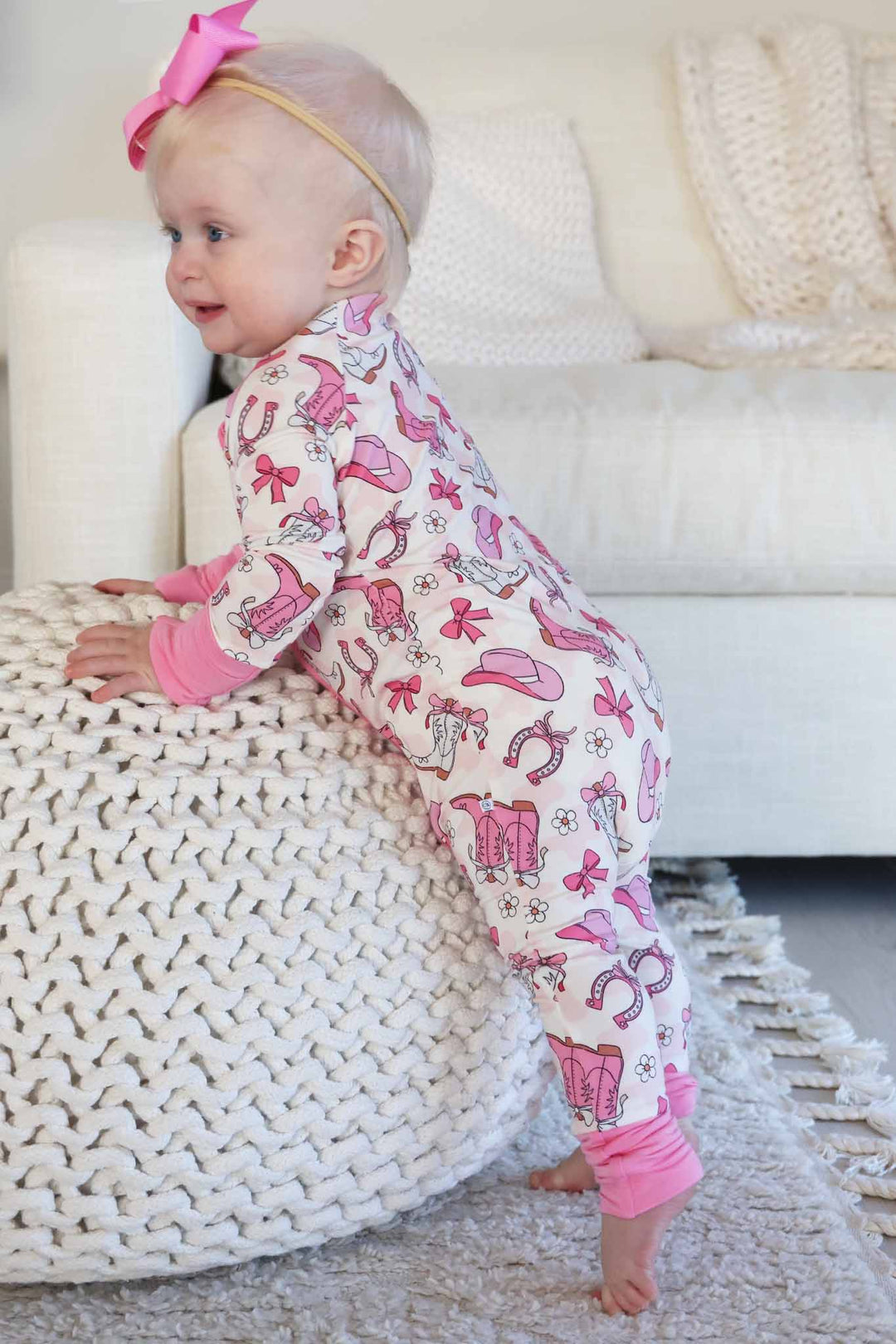 pink rodeo dreams bamboo viscose pajama romper 