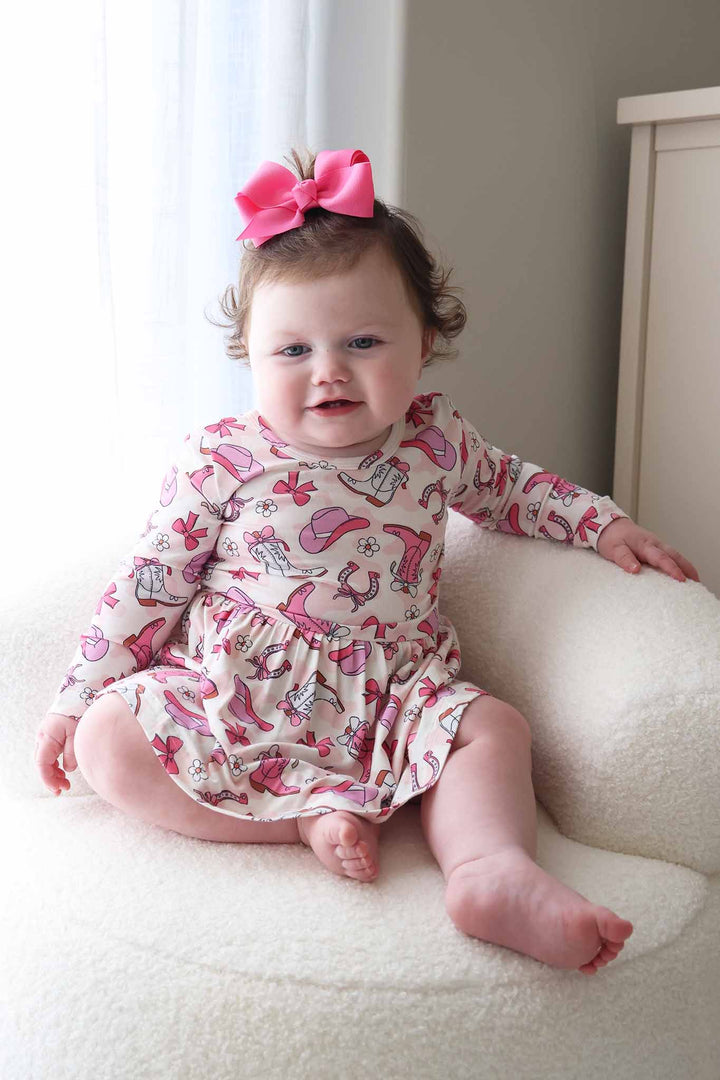 girly rodeo long sleeve skirt bodysuit for girls 