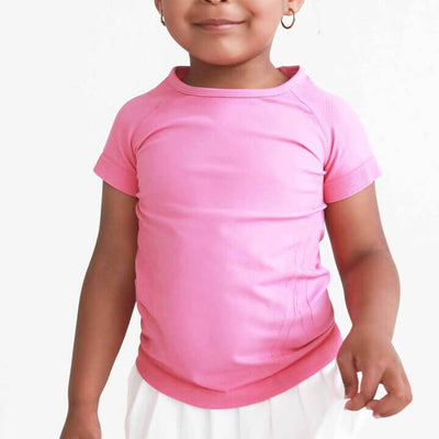 short sleeve athletic top for girls pink