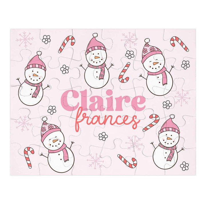 pink snowman personalized name puzzle