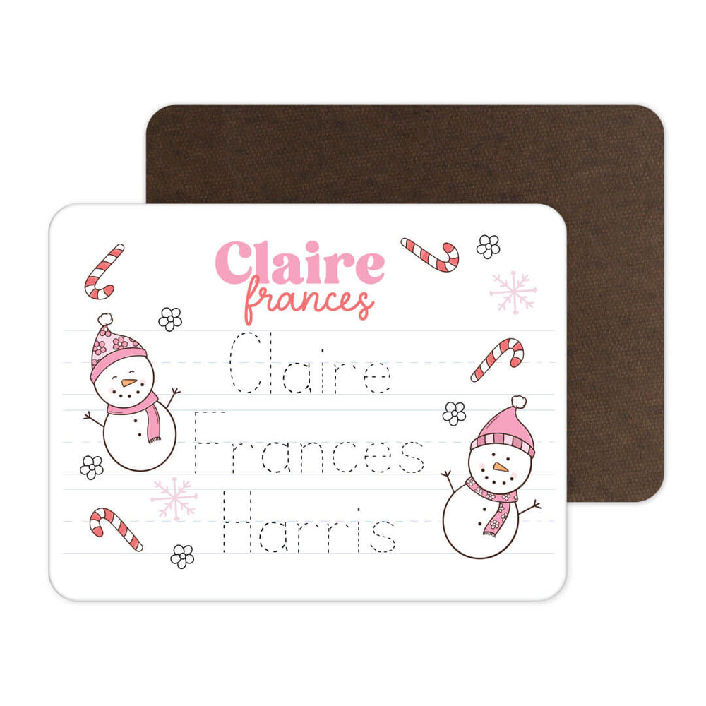 snowman personalized name whiteboard for girls