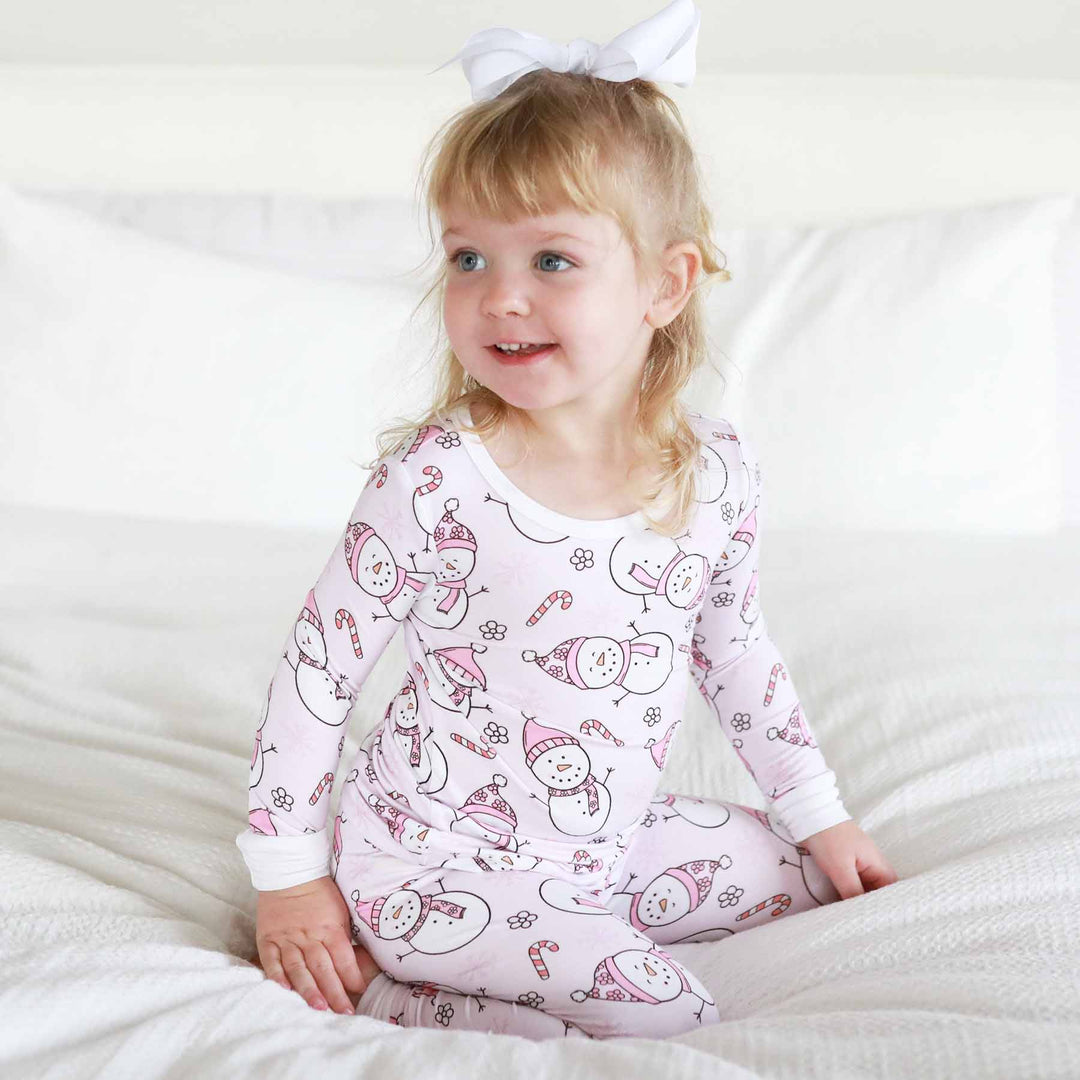 snowman christmas pajamas for girls two piece set