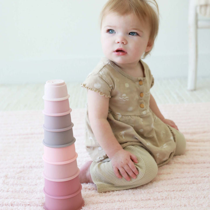 baby stacking cups pink silicone 