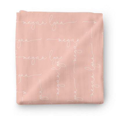 lovely pink baby name swaddle blanket script font 