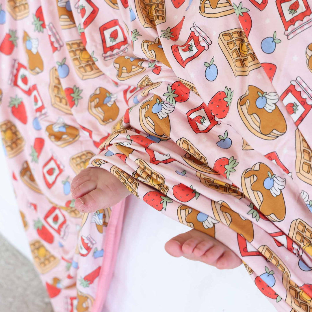 sweet stacks pink double sided bamboo blanket for girls 