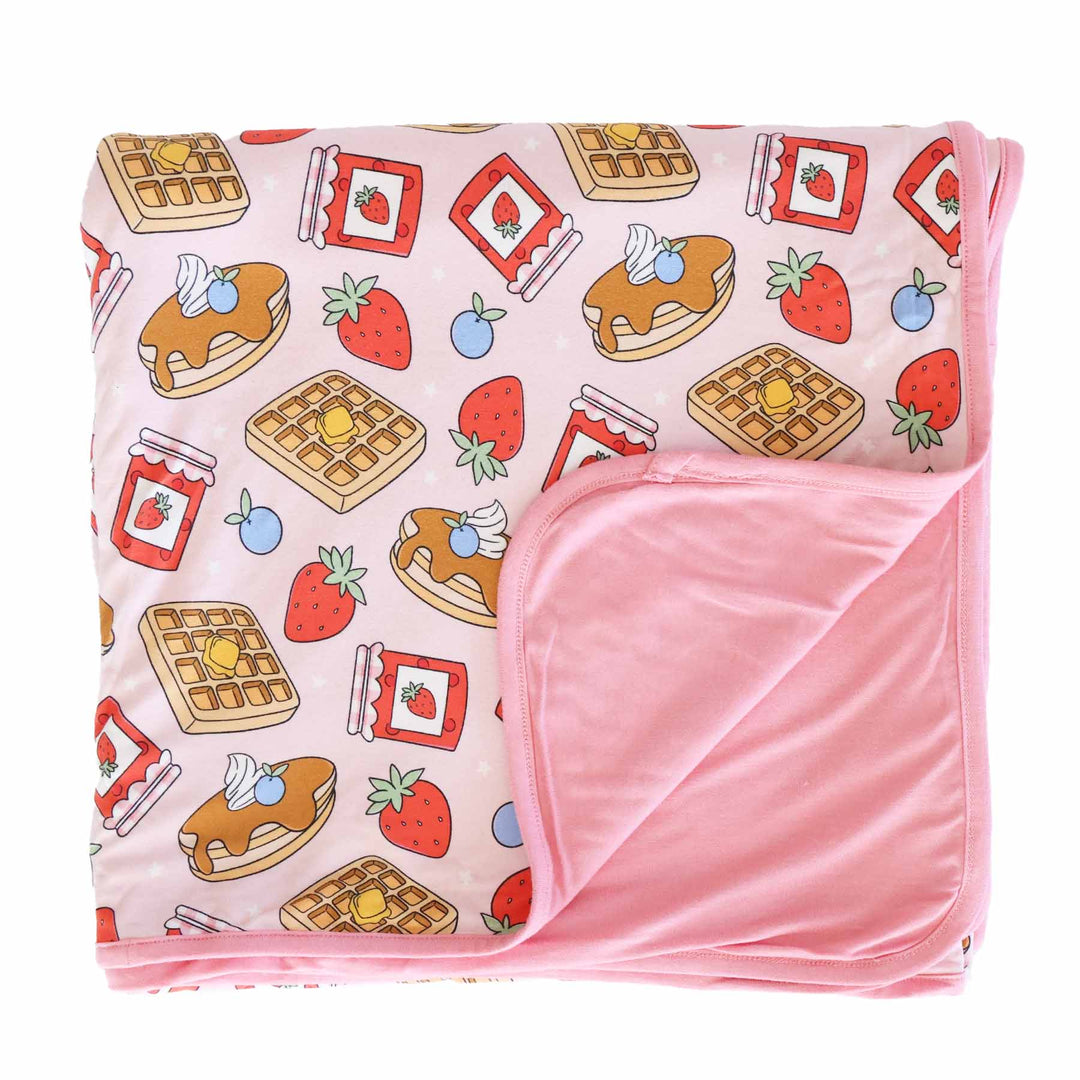 pink sweet stacks double sided bamboo blanket for kids