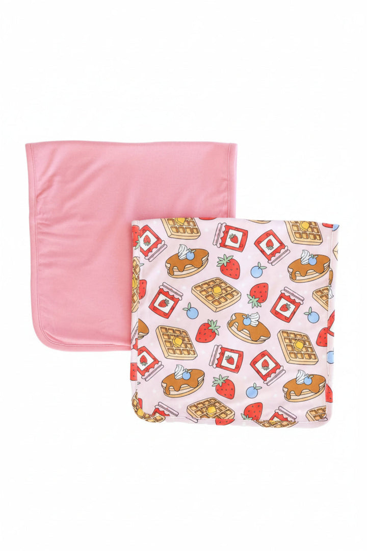 pink sweet stacks two piece burp cloth set for girls 