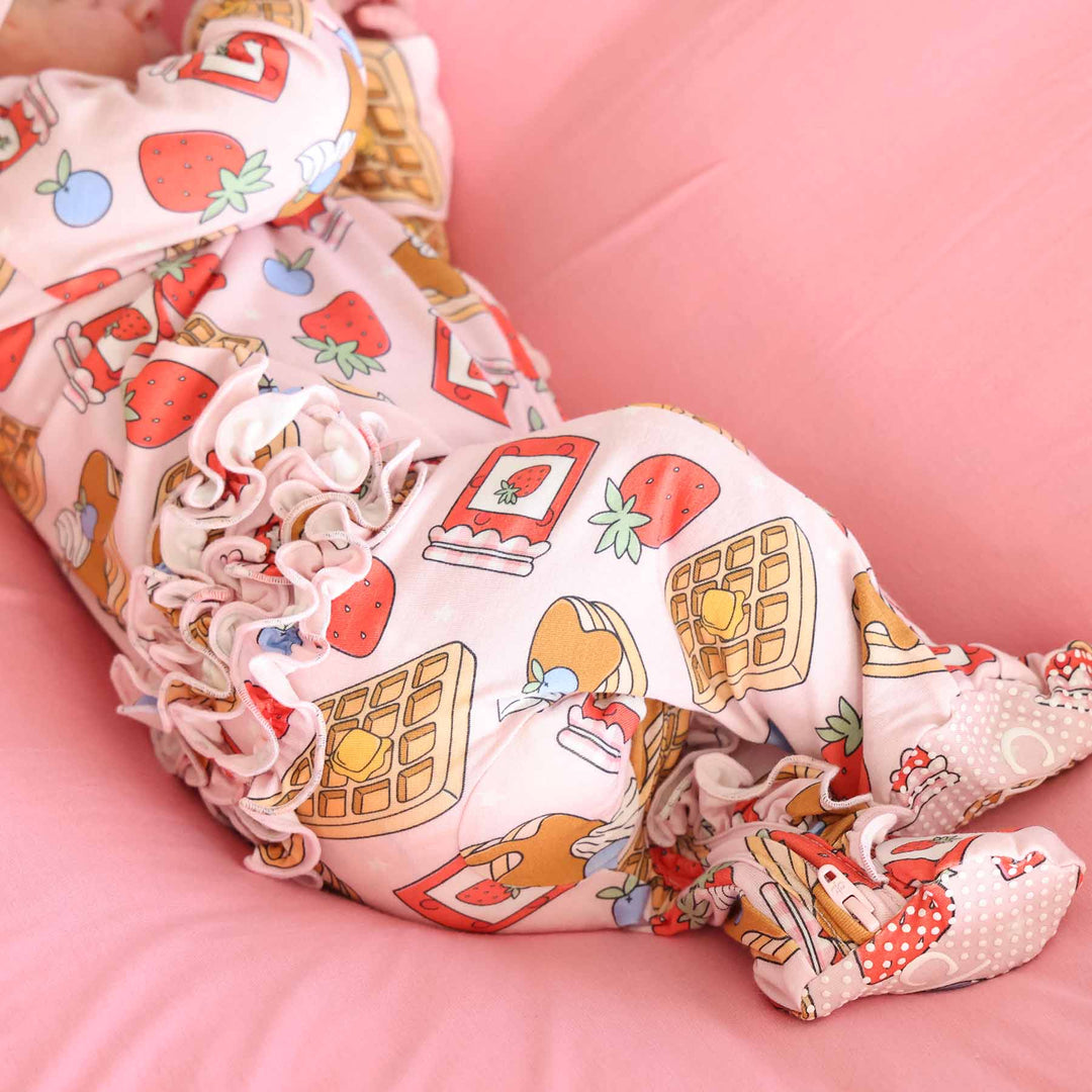 sweet stacks bamboo viscose ruffle bottom zipper footie 