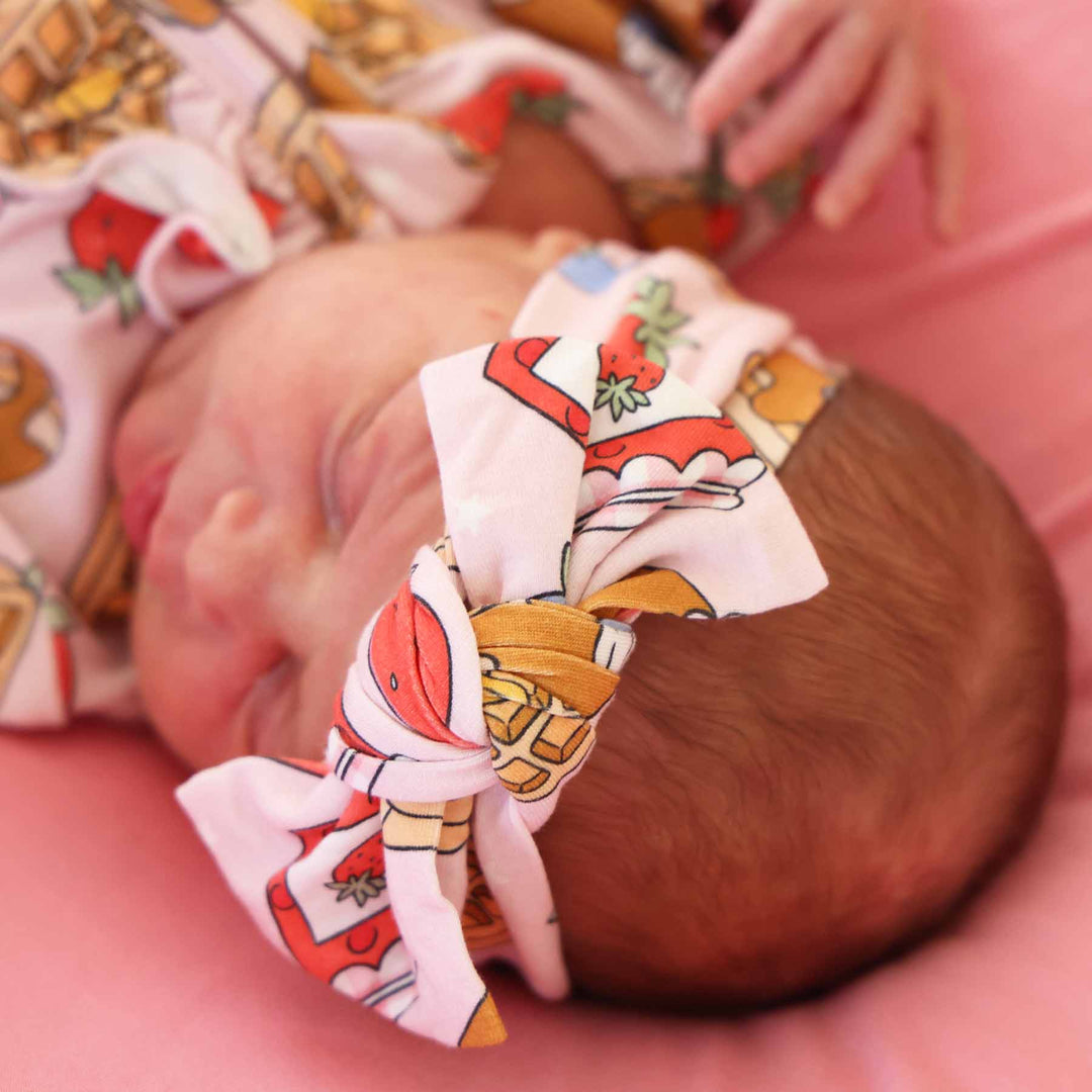 girls breakfast themed headwrap pink 