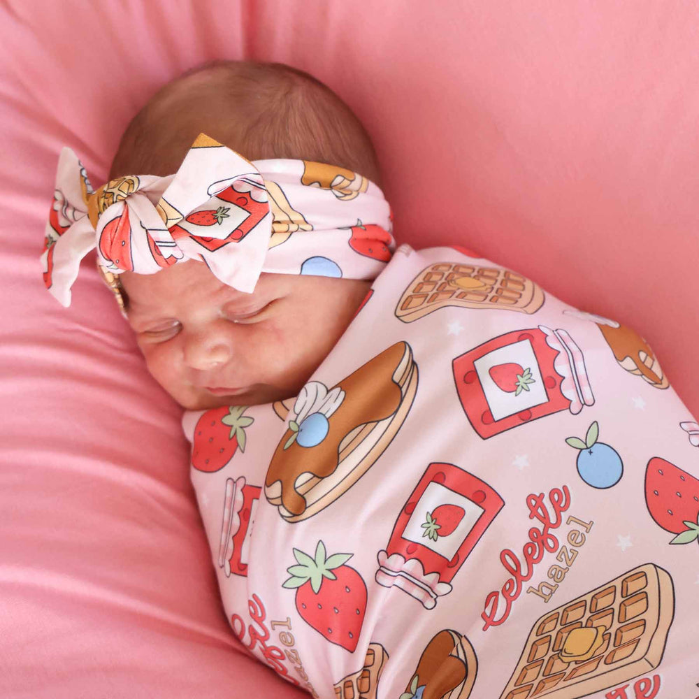 pink breakfast themed headwrap for girls 