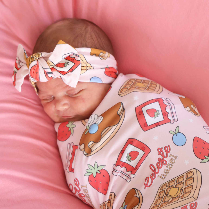 pink breakfast themed headwrap for girls 