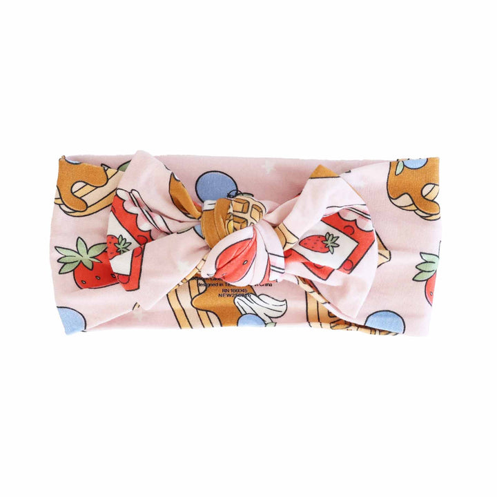 pink sweet stacks knit large bow headwrap