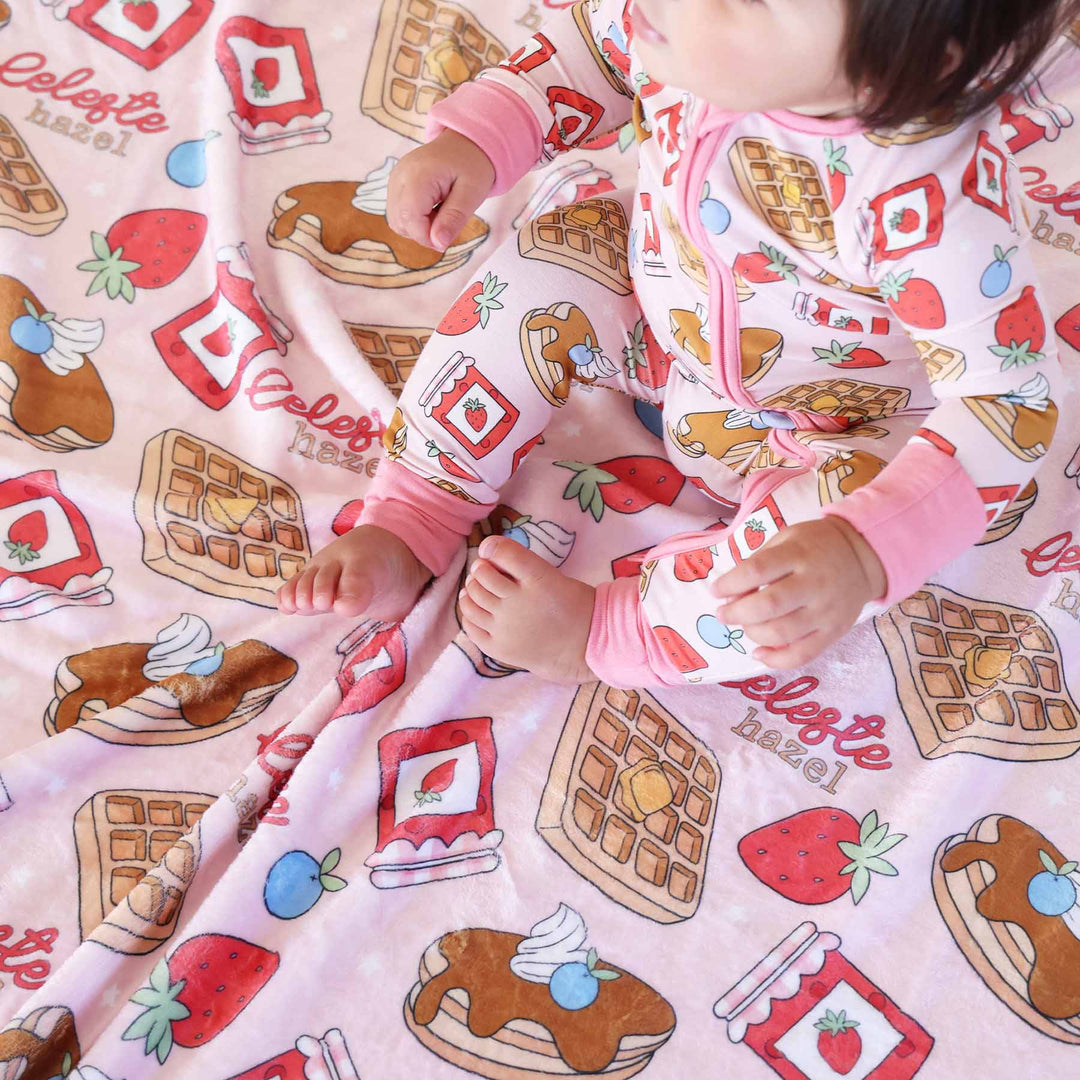 sweet stacks pink personalized blanket for girls 