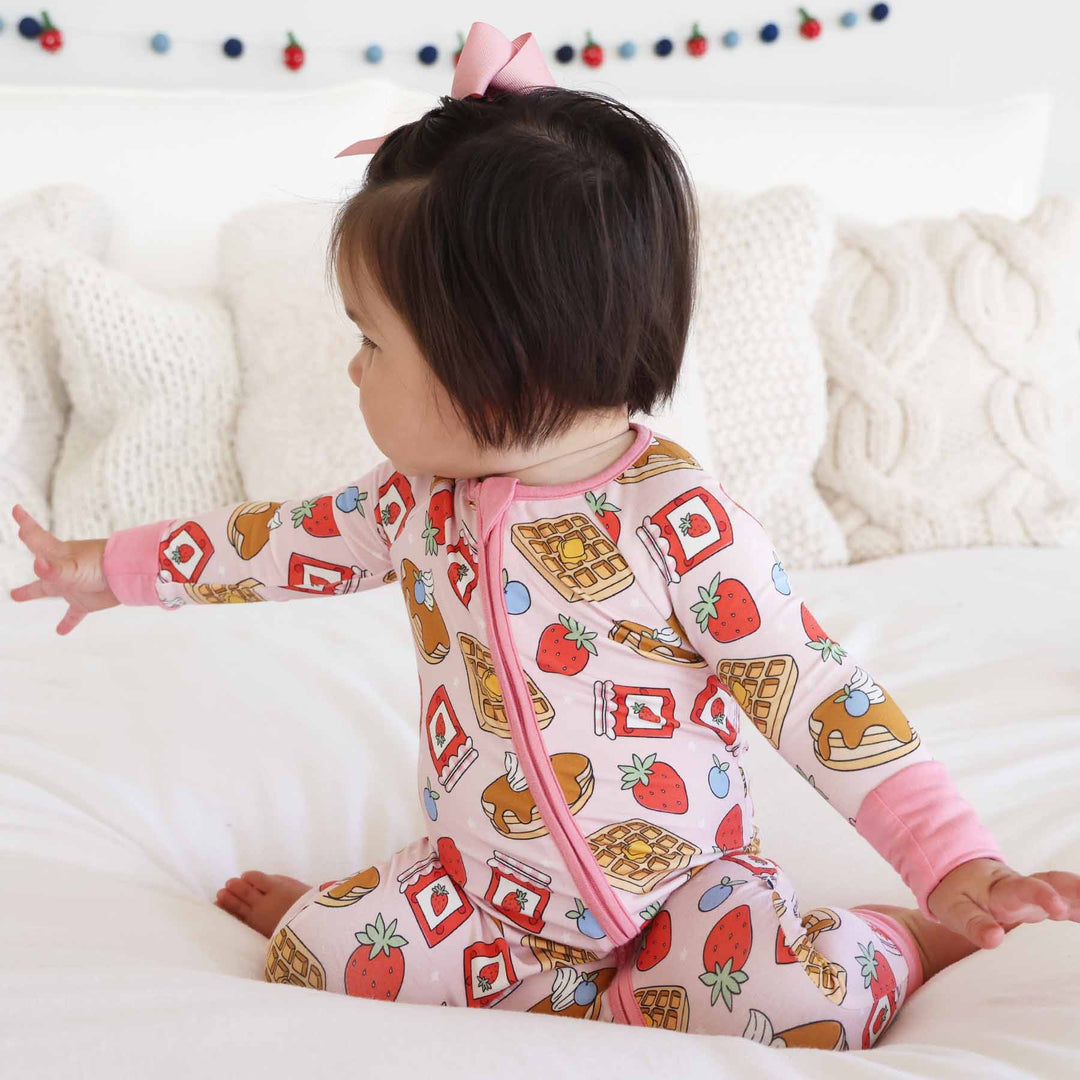 caden lane bamboo viscose pajama romper breakfast themed 