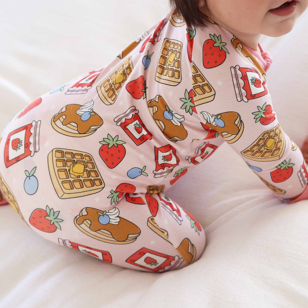 pink sweet stacks convertible zip romper for girls 