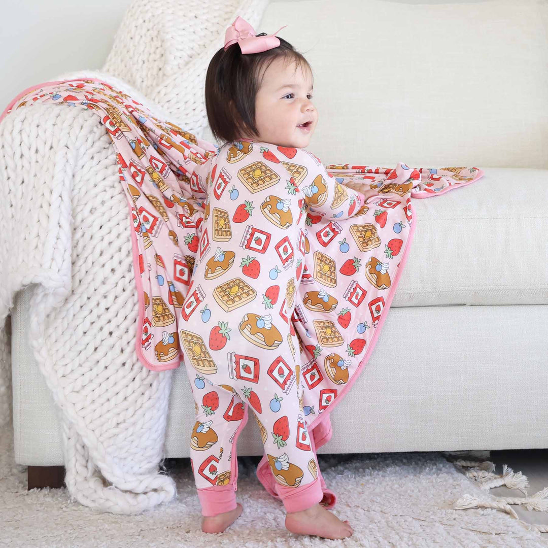 pink sweet stacks convertible zip romper 