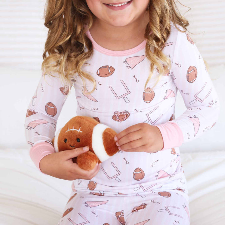 girly football themed pajama set for kids 