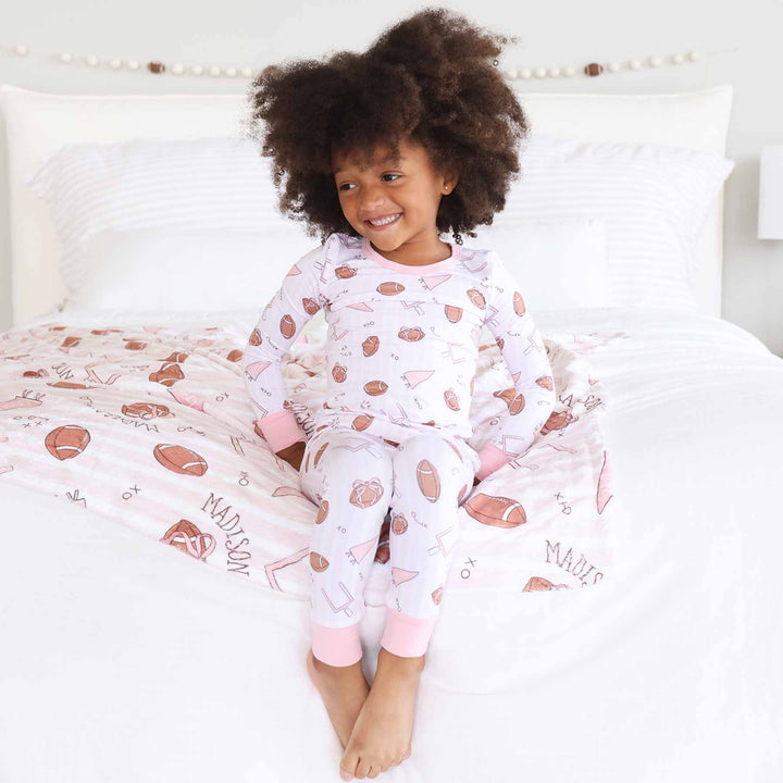 pink tiny touchdowns girls pajama set