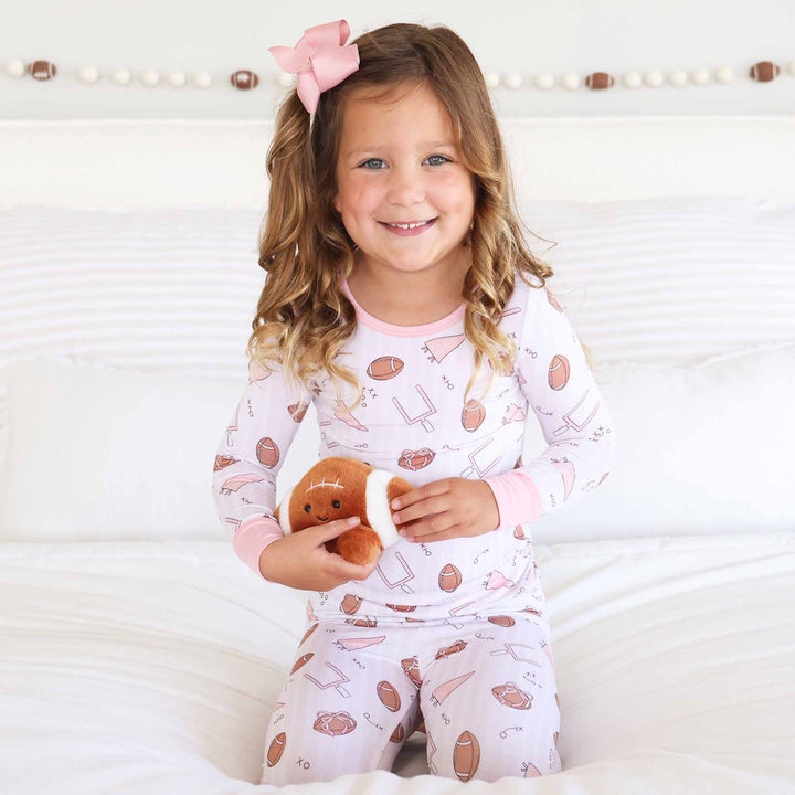 pink football pajamas for girls 