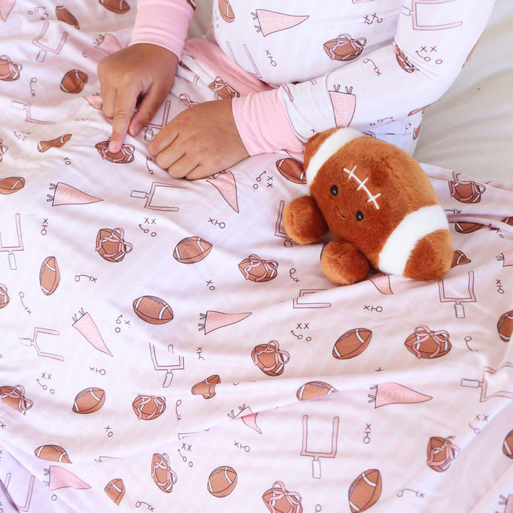 girls double sided bamboo blanket football themed 