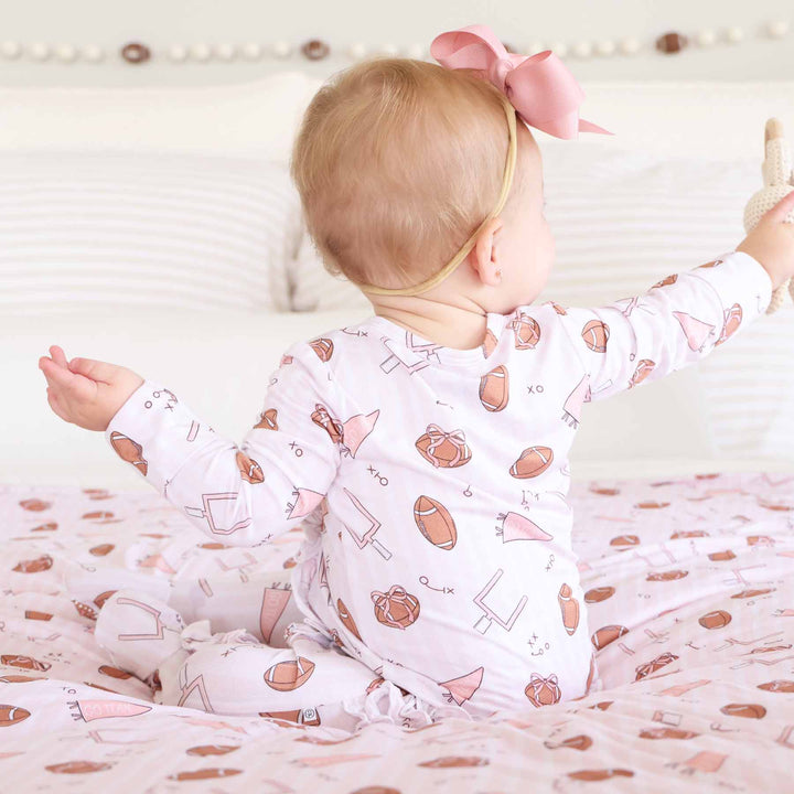 girl football footie pajama 