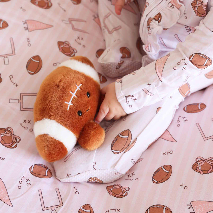 pink football baby footie for girls football season pajamas 