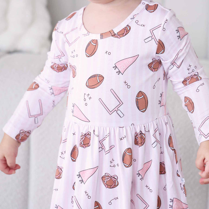 pink tiny touchdowns bamboo viscose casual bodysuit for toddlers 
