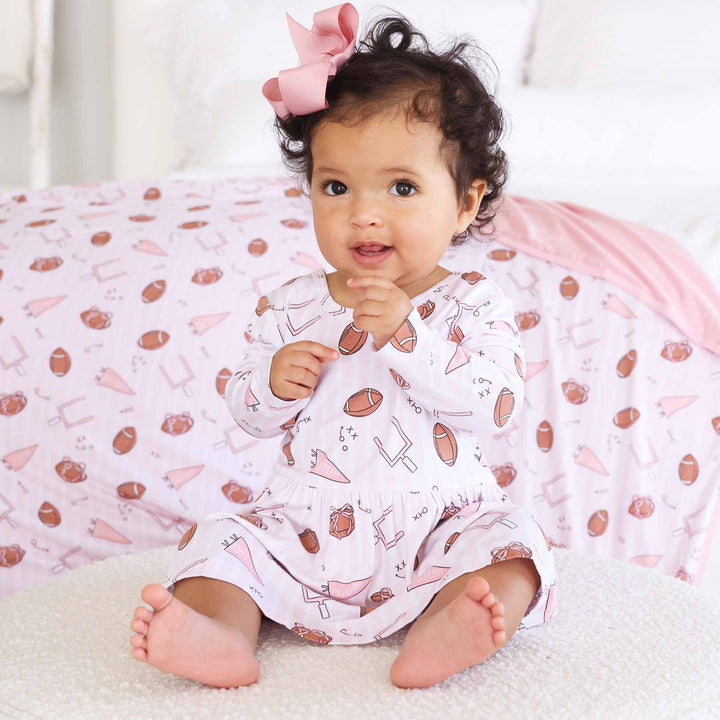 long sleeve skirt bodysuit for girls tiny touchdowns 