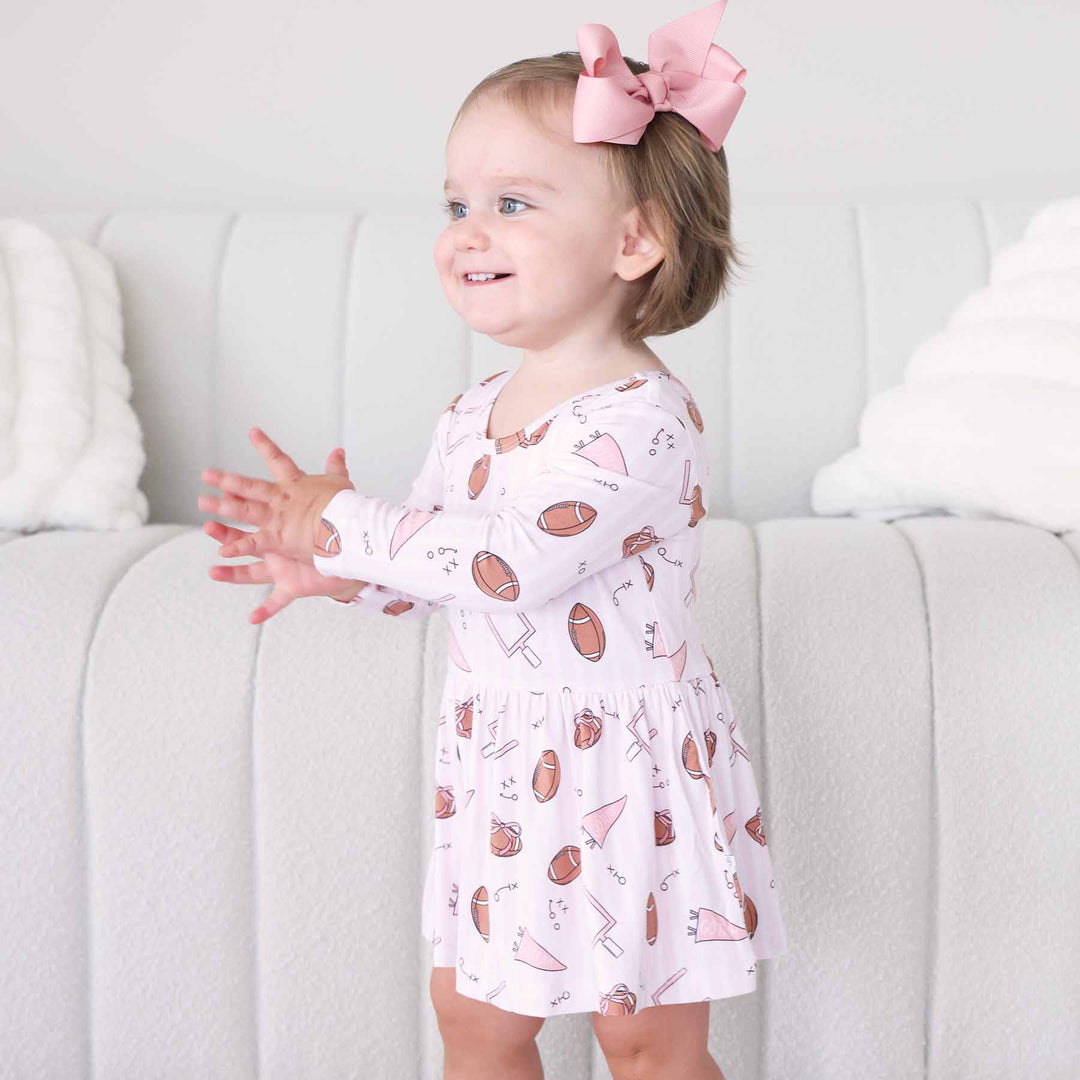 pink football skirt bodysuit for girls 