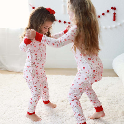 two piece pajama set for kids pink christmas 