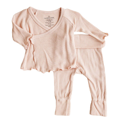 pale pink waffle crossover set for babies 