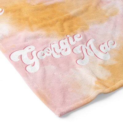 pink and orange tie dye blanket personalized 