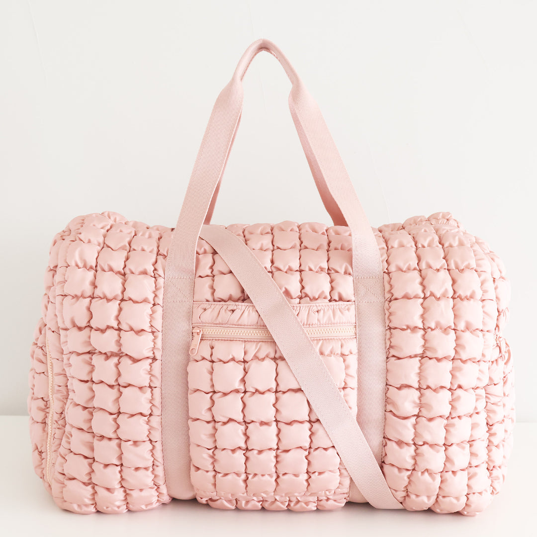 bubblegum pink weekender bag 