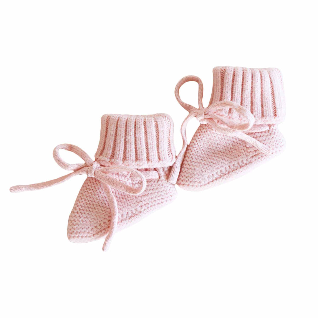 pink baby booties with bow