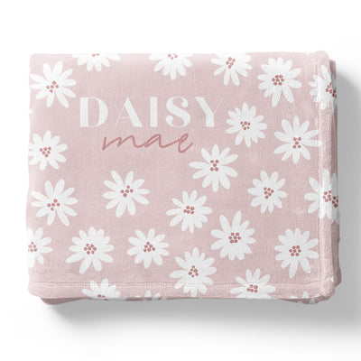pink daisy personalized toddler blanket 