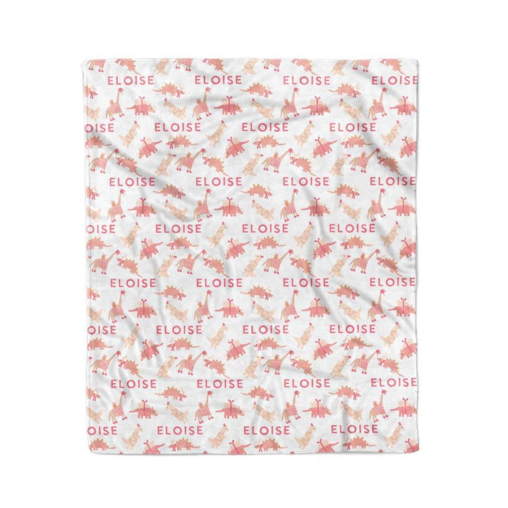 personalized toddler blanket pink dinosaur