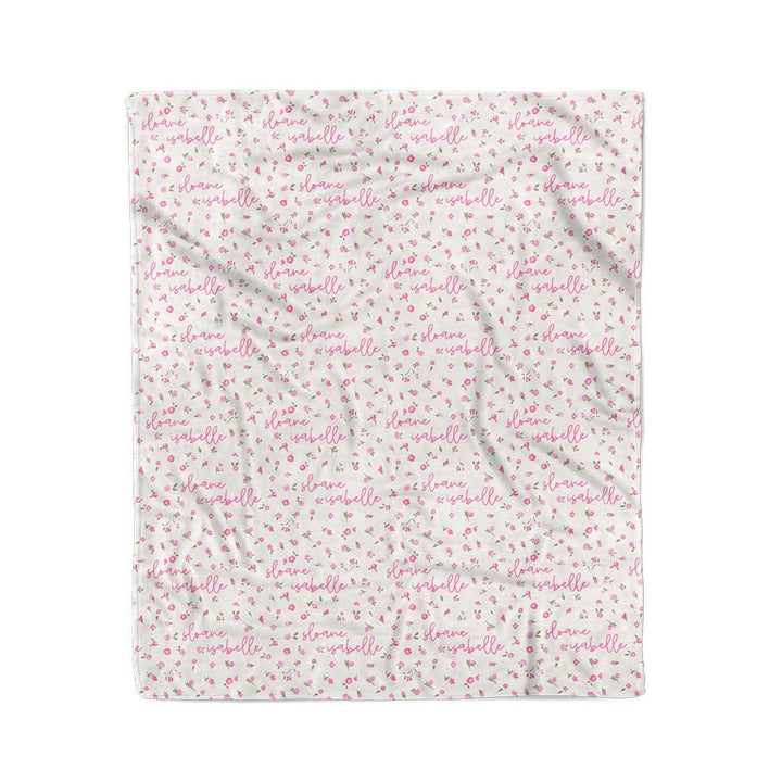 pink floral personalized kids blanket 