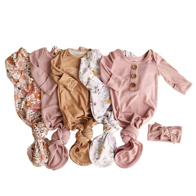 blooming babe newborn knot gown bundle 