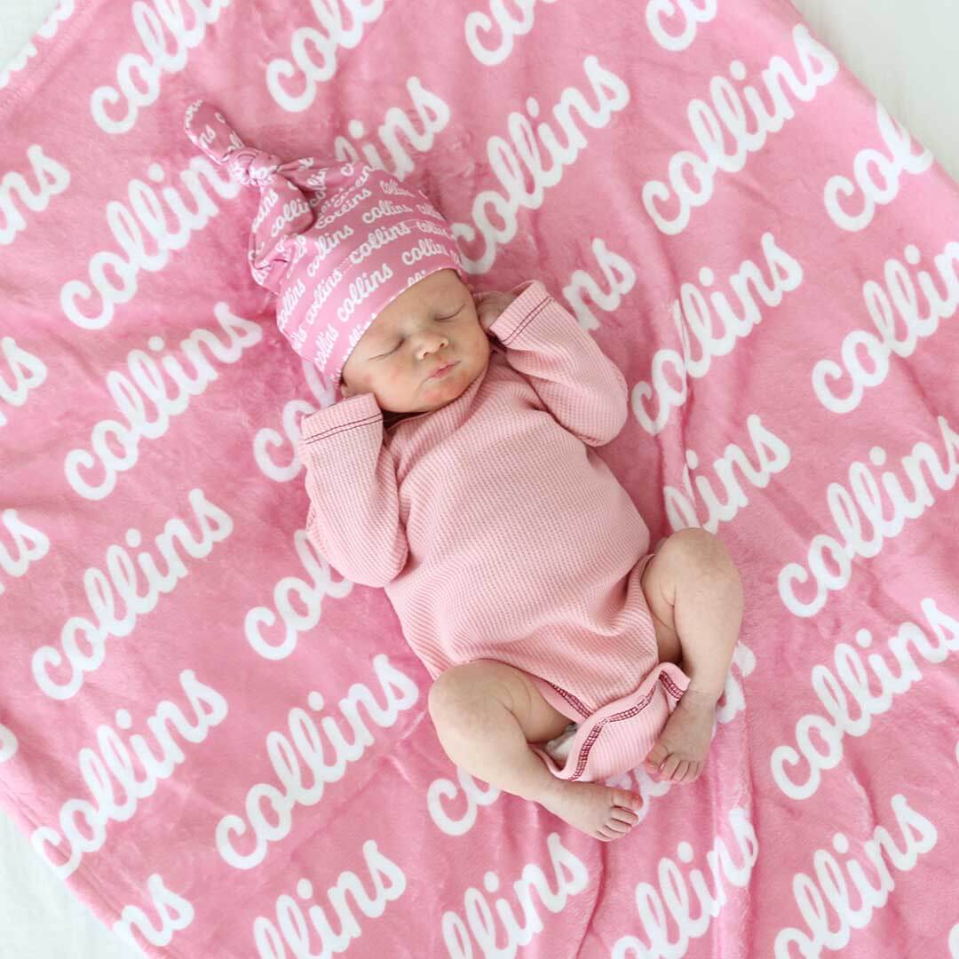 personalized name blanket pink 